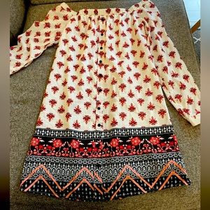 Xhilaration Off The‎ Shoulders Floral Tribal Dress